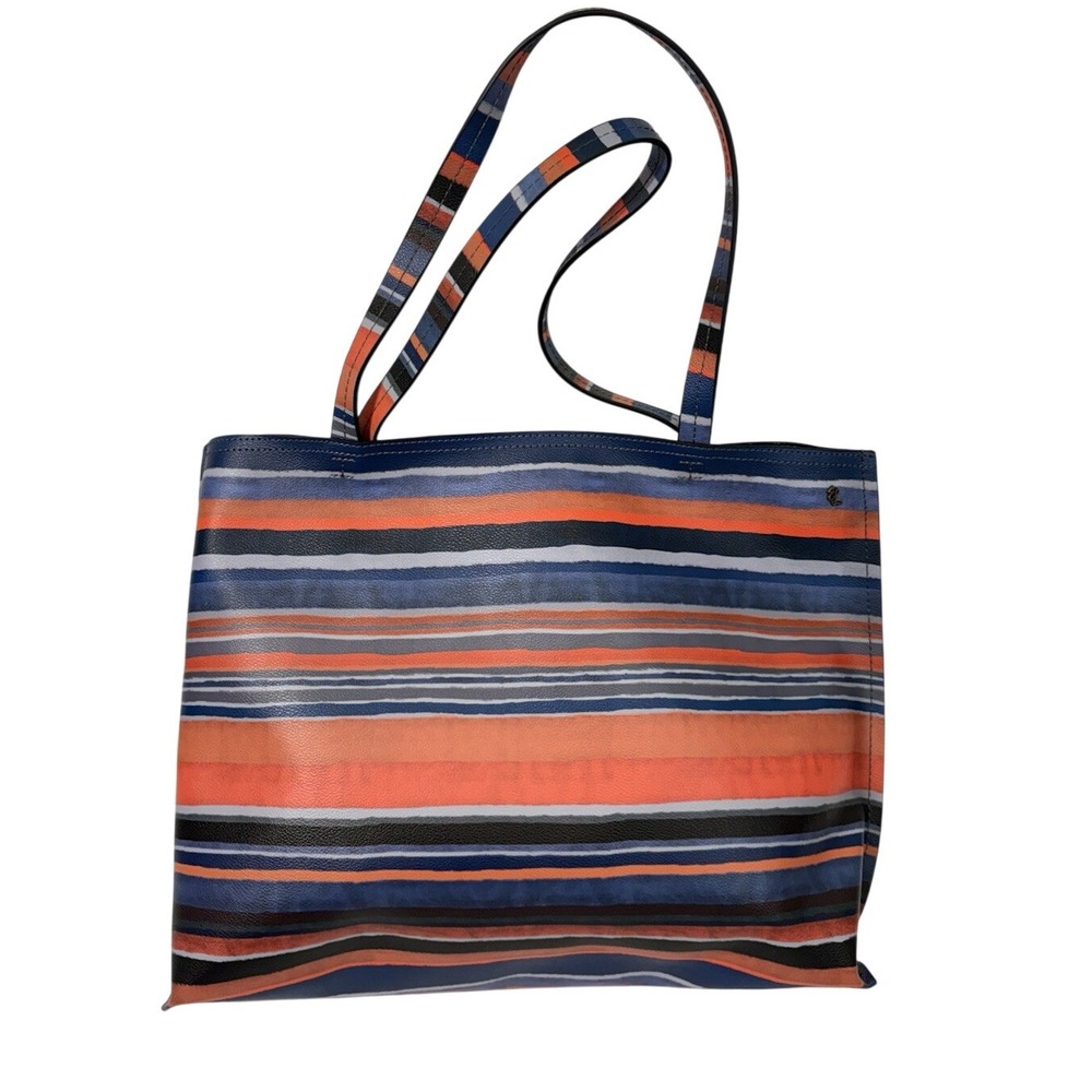 Elliot Lucca Striped Tote‎ Bag Multicolor Stripe Zip Top Shoulder Bag 18''x13''